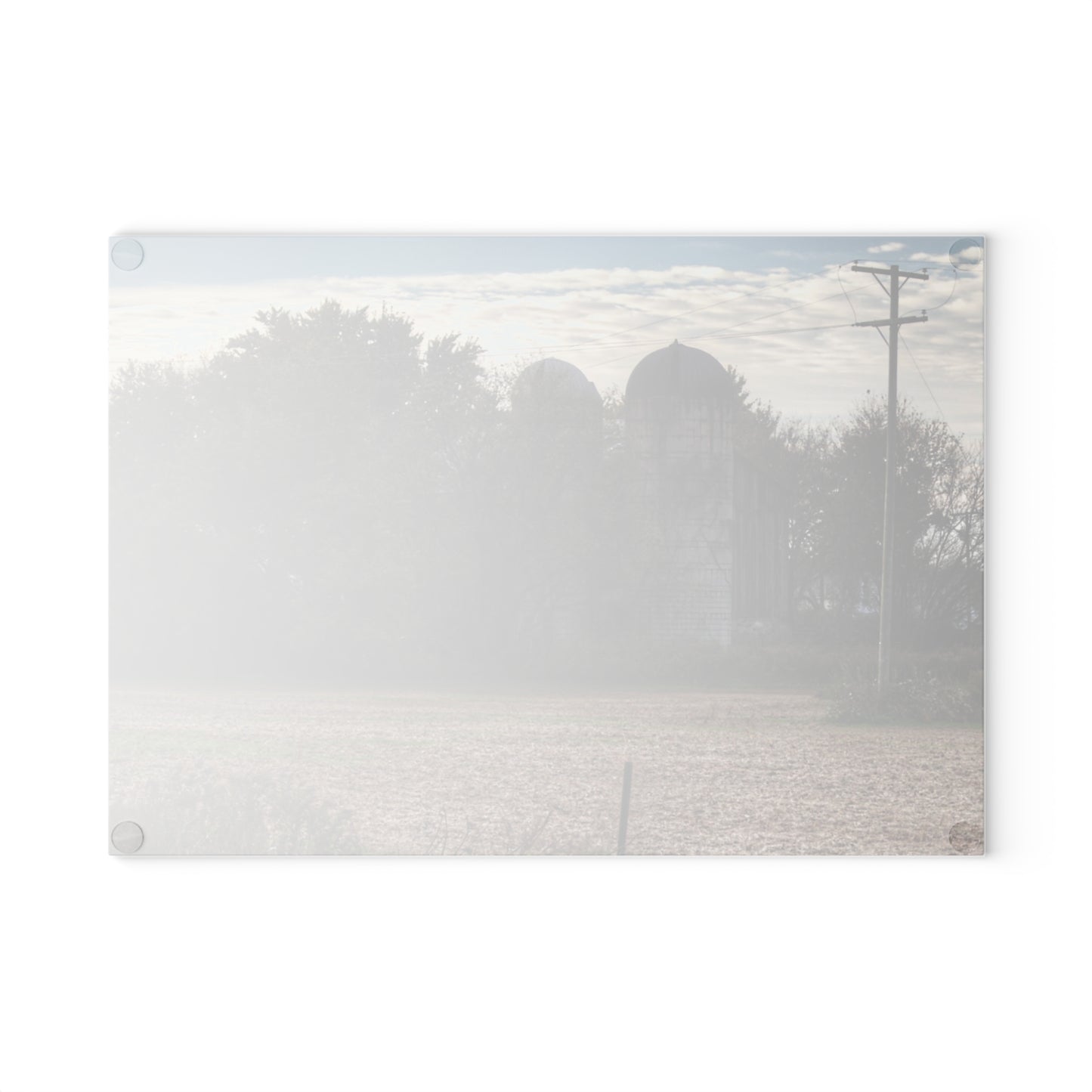 U R There Photography Burnside Road Grey I Rustic Farmhouse Tempered-Glass Cutting Board