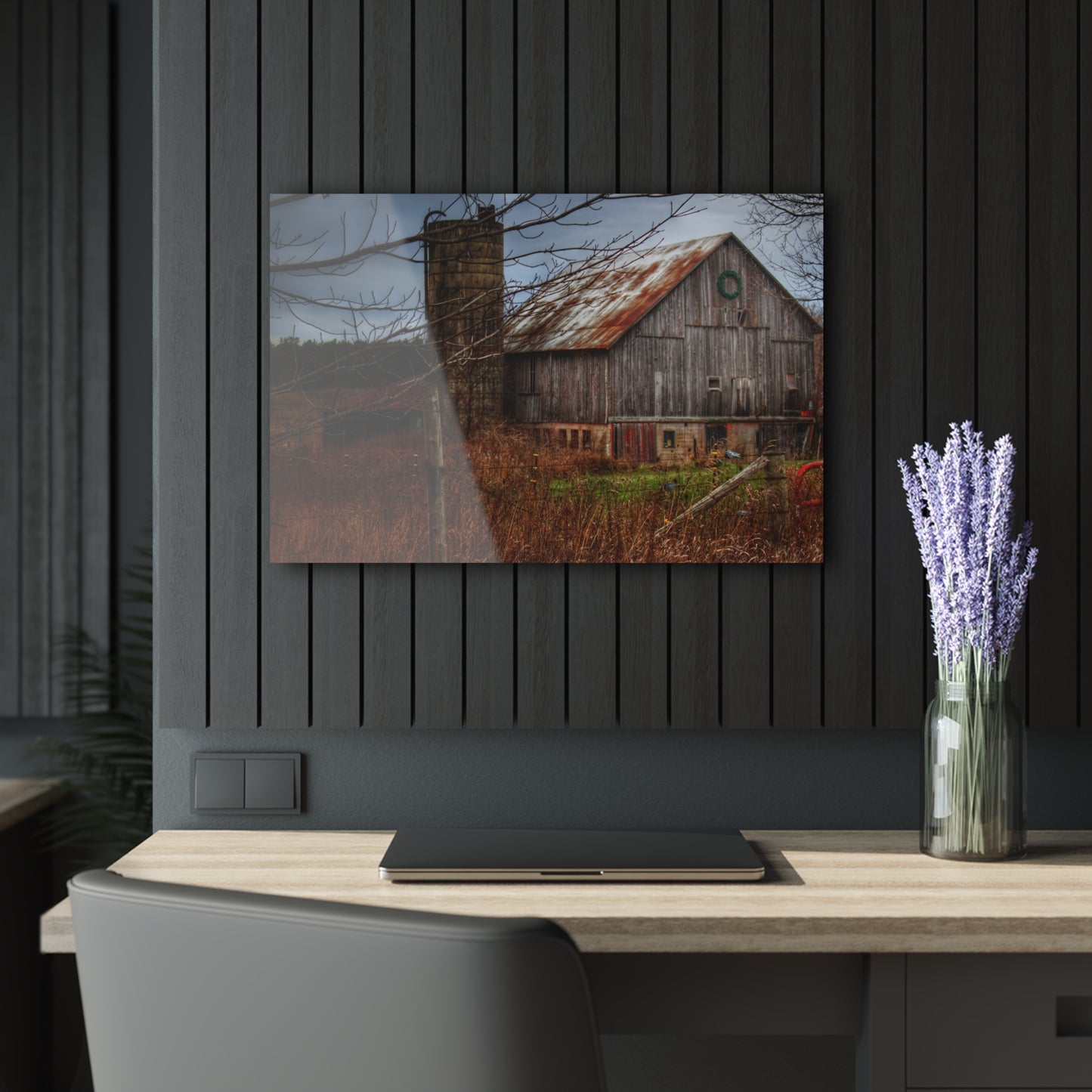 U R There Photography Churchill Christmas Barn II Rustic Farmhouse Acrylic Wall Print