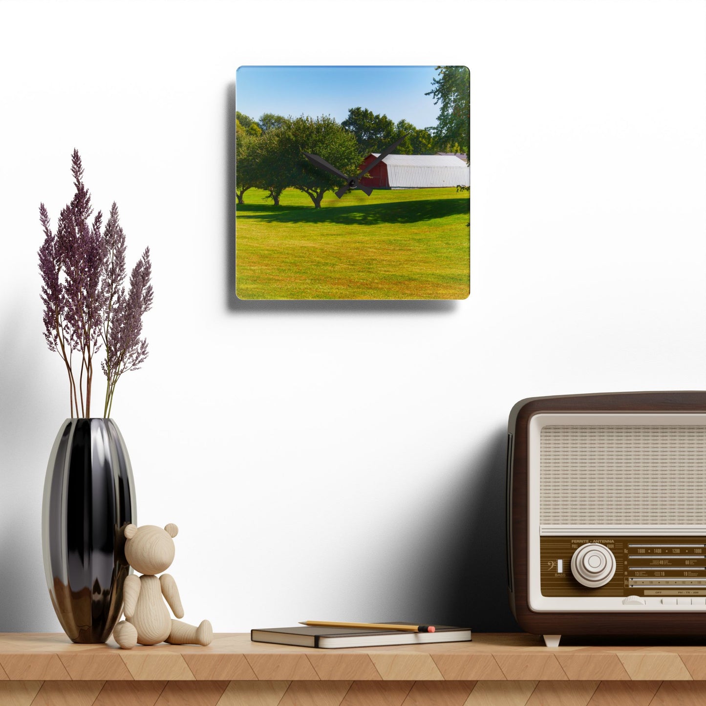 U R There Photography Lake Pleasant Road Hidden Quonset Rustic Farmhouse Acrylic Analog Wall Clock