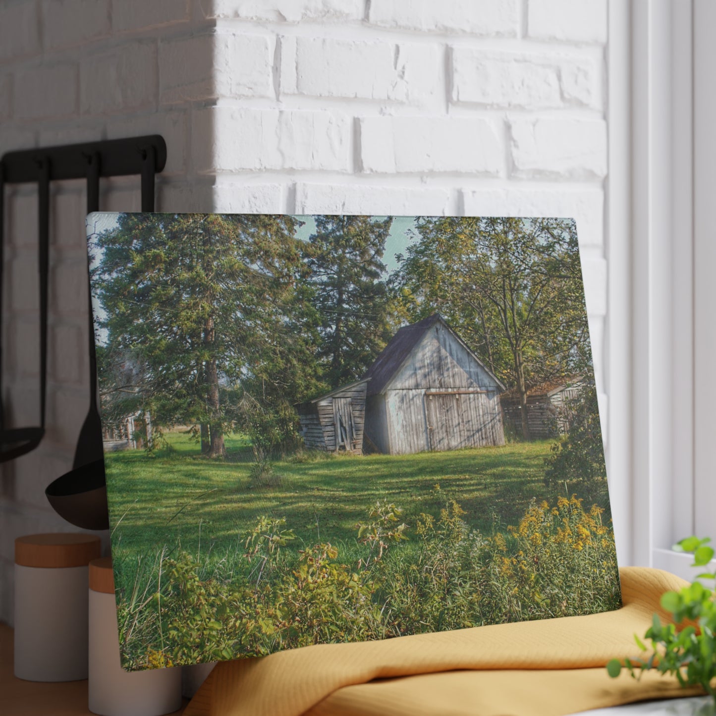 U R There Photography Bowers Road Little White Rustic Farmhouse Tempered-Glass Cutting Board