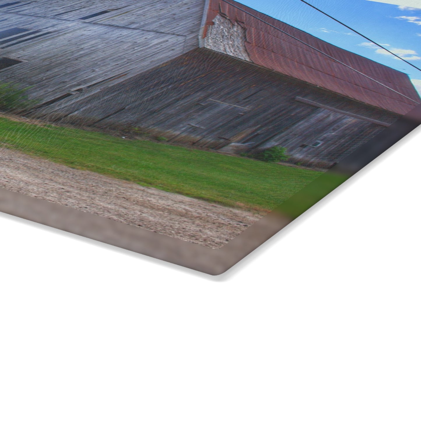 U R There Photography Schoenherr Road Grey I Rustic Farmhouse Tempered-Glass Cutting Board