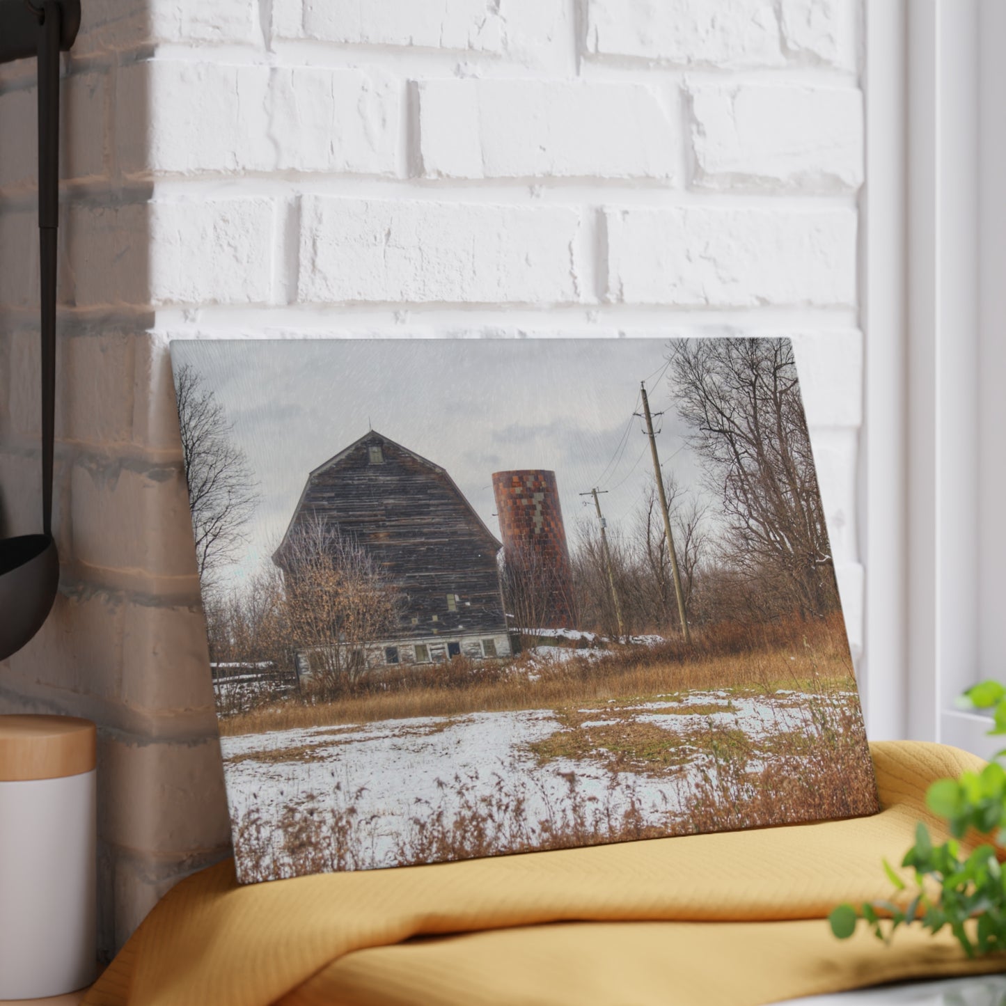 U R There Photography Secord Lake Road Grey Rustic Farmhouse Tempered-Glass Cutting Board