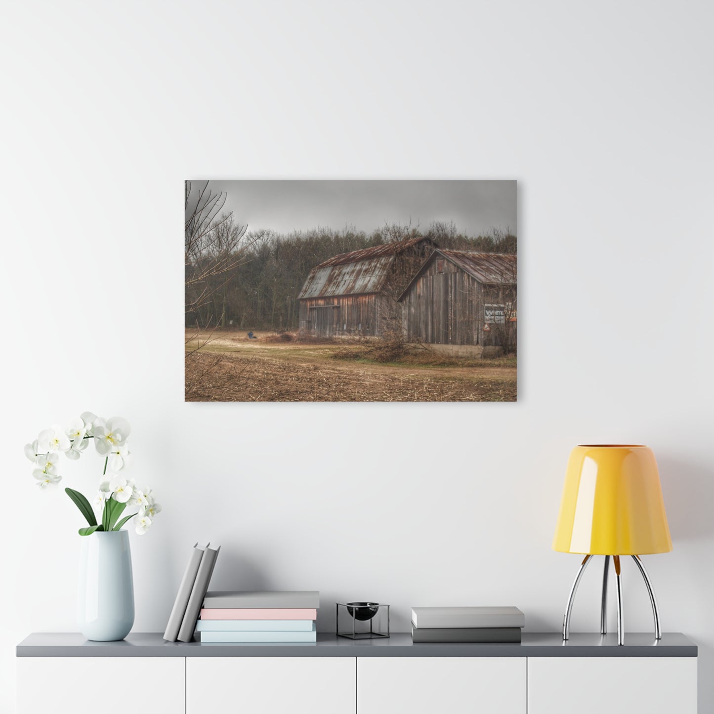 U R There Photography Arbela Road Greys Rustic Farmhouse Acrylic Wall Print
