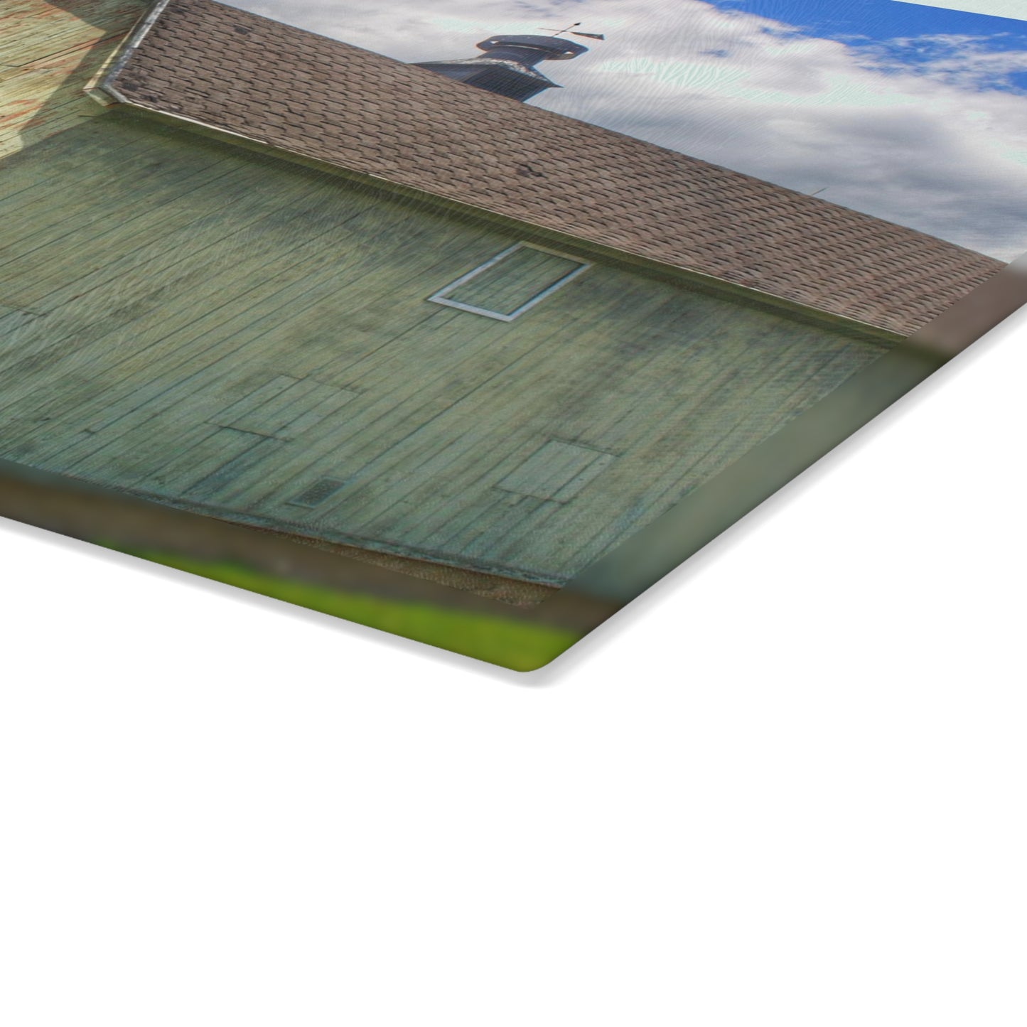 U R There Photography Clark Road Meadow Green Rustic Farmhouse Tempered-Glass Cutting Board