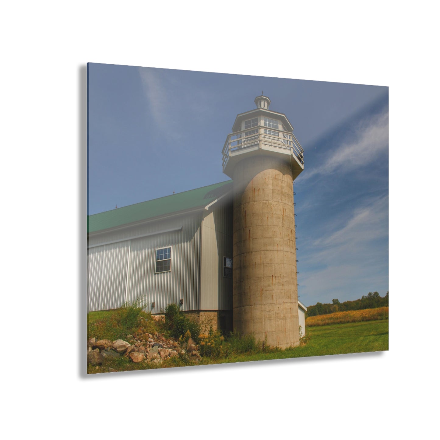 U R There Photography Phelps Road Lighthouse Barn II Rustic Farmhouse Acrylic Wall Print