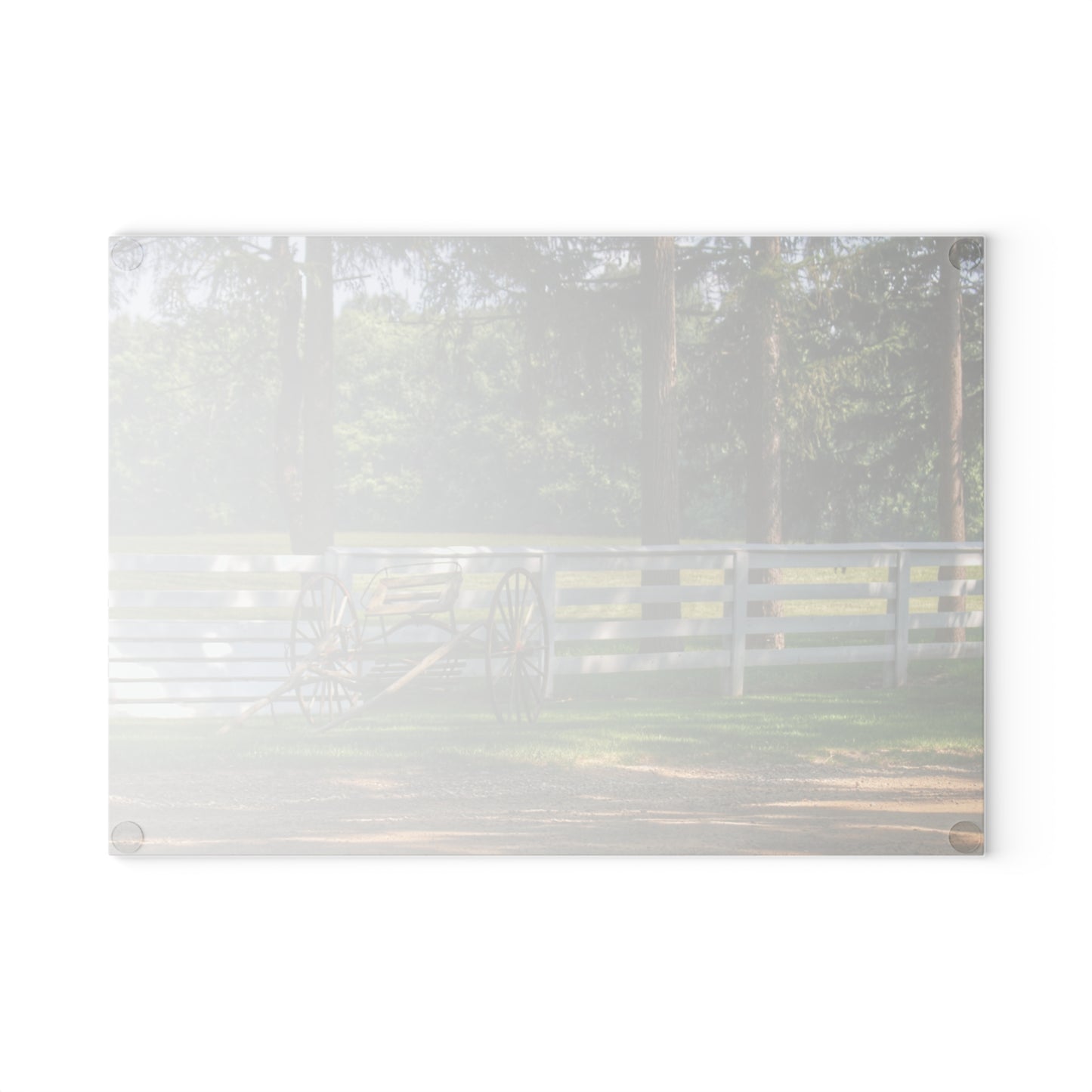 U R There Photography Thornville Buggy and Fence Rustic Farmhouse Tempered-Glass Cutting Board