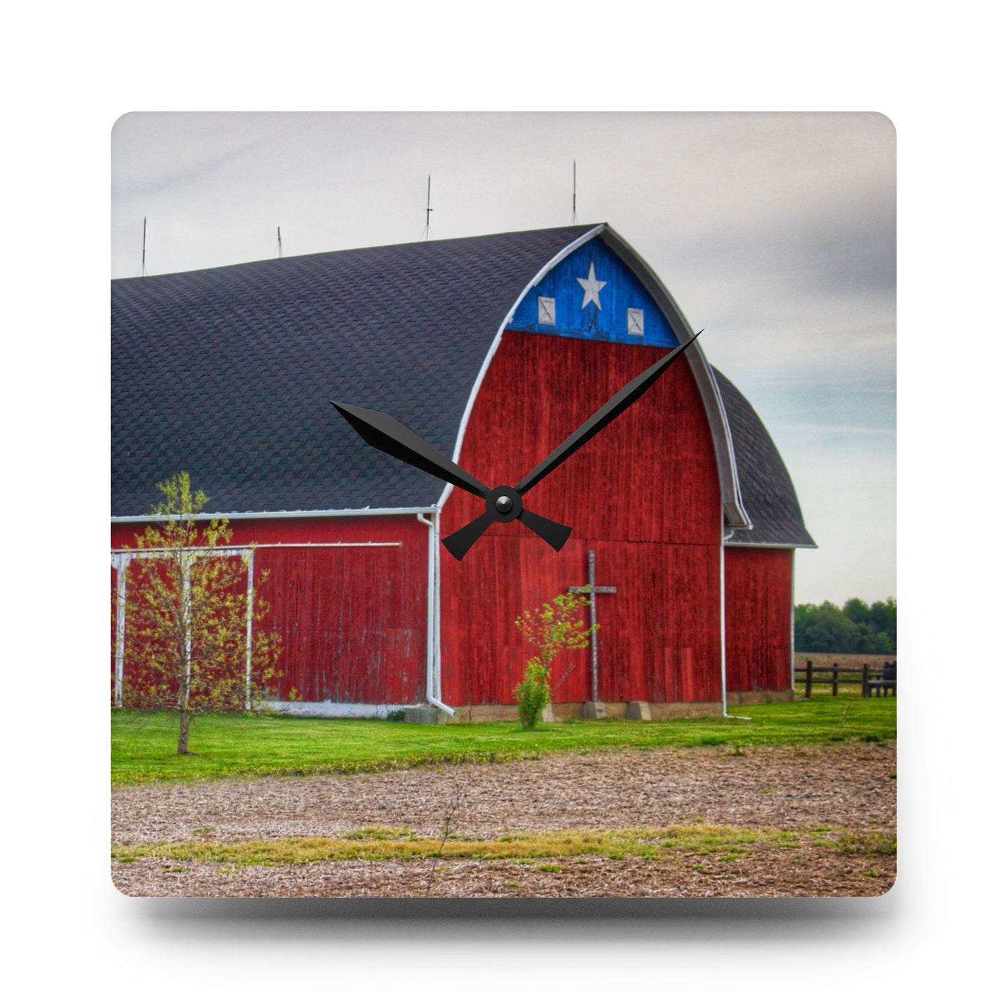 U R There Photography M-24 Star Barn Rustic Farmhouse Acrylic Analog Wall Clock
