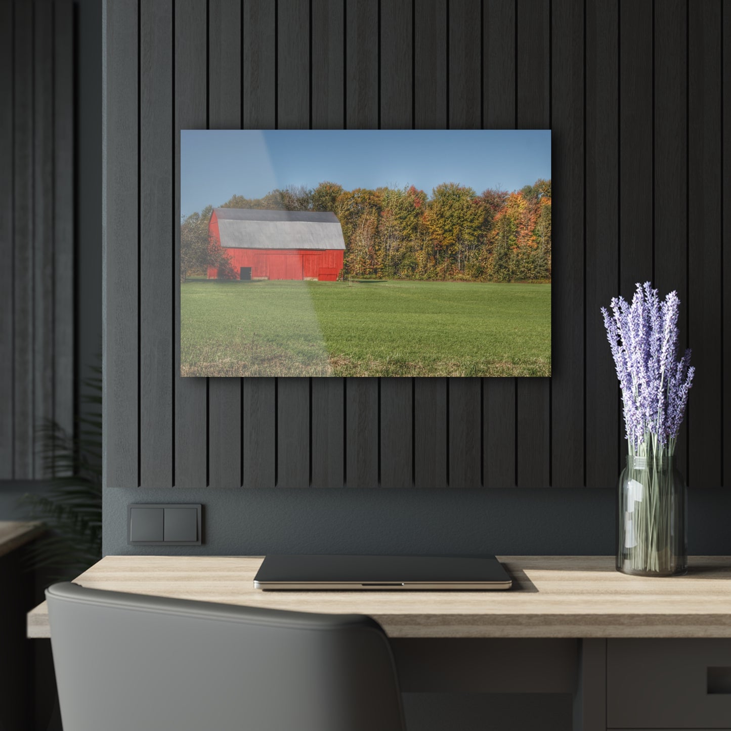 U R There Photography Ubly Road Red Rustic Farmhouse Acrylic Wall Print