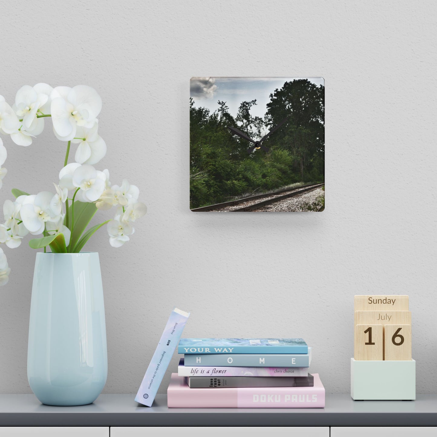 U R There Photography Michigan Rails Rustic Farmhouse Acrylic Analog Wall Clock