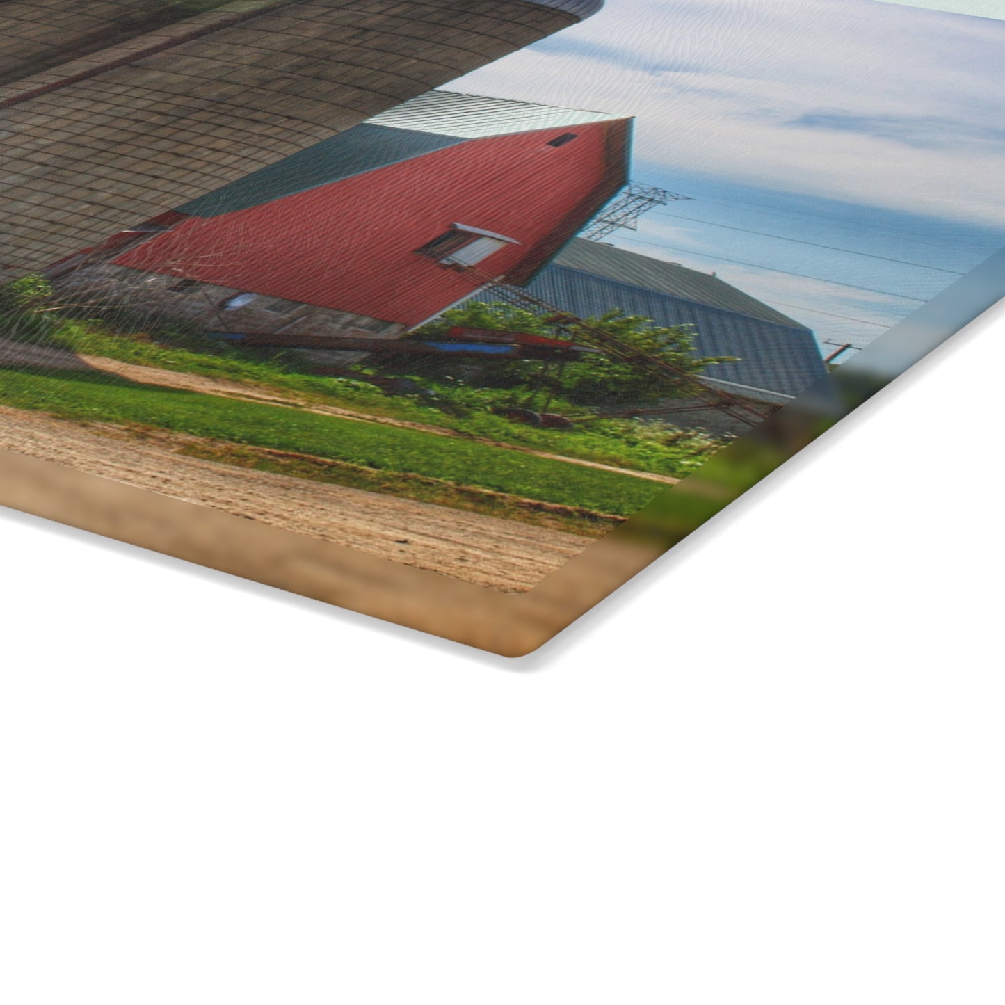 U R There Photography South Washburn Red Rustic Farmhouse Tempered-Glass Cutting Board