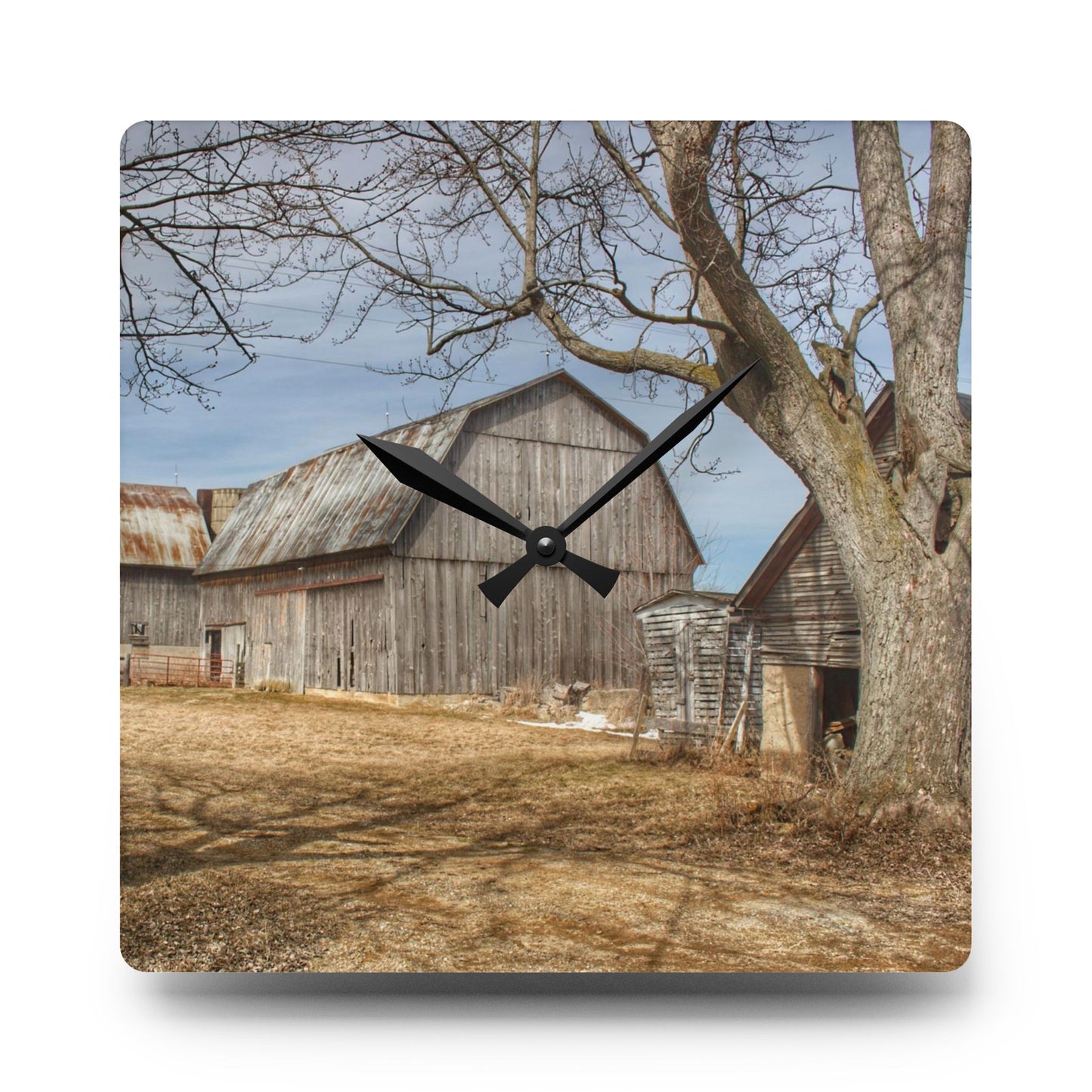 U R There Photography Church Road Greys Rustic Farmhouse Acrylic Analog Wall Clock