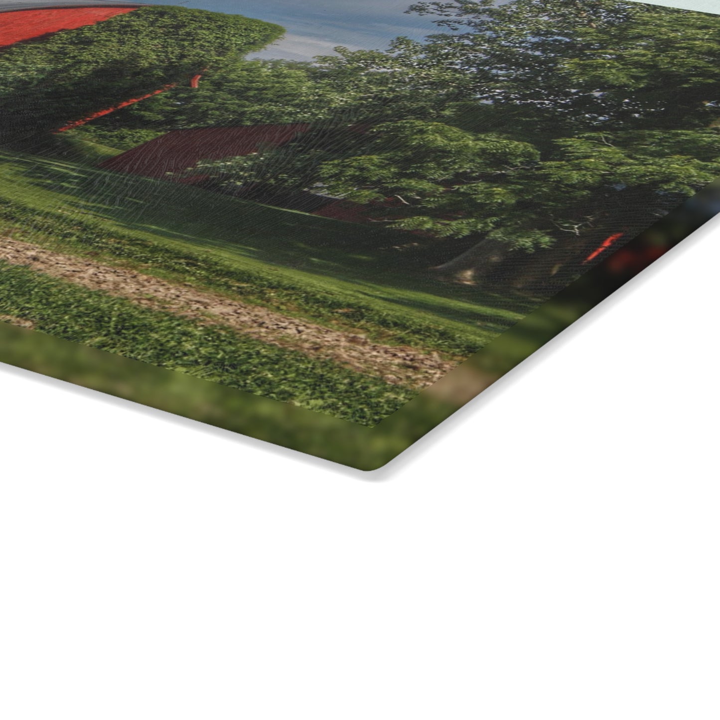 U R There Photography Catlin Road Red I Rustic Farmhouse Tempered-Glass Cutting Board