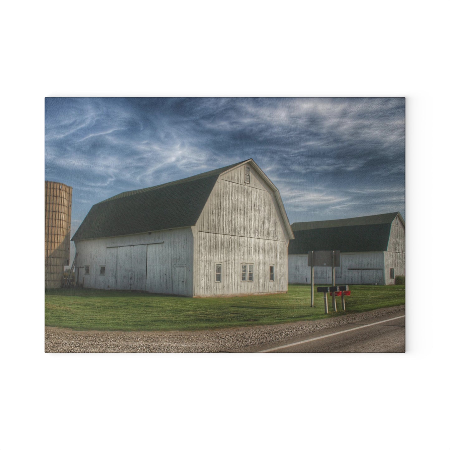 U R There Photography Richardson Road White Duo Rustic Farmhouse Tempered-Glass Cutting Board