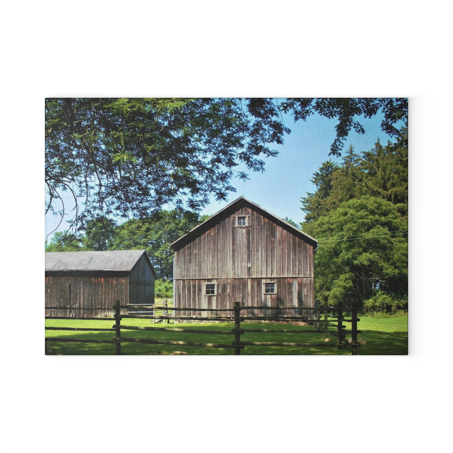 U R There Photography Otisville Grey Rustic Farmhouse Tempered-Glass Cutting Board