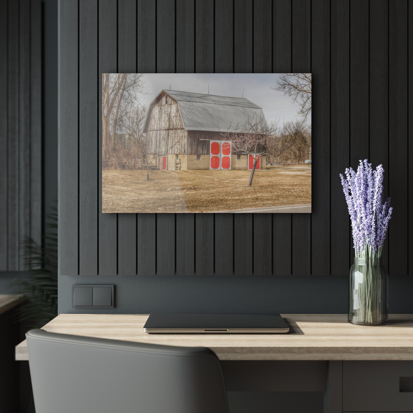 U R There Photography Sheridan Road Grey Rustic Farmhouse Acrylic Wall Print