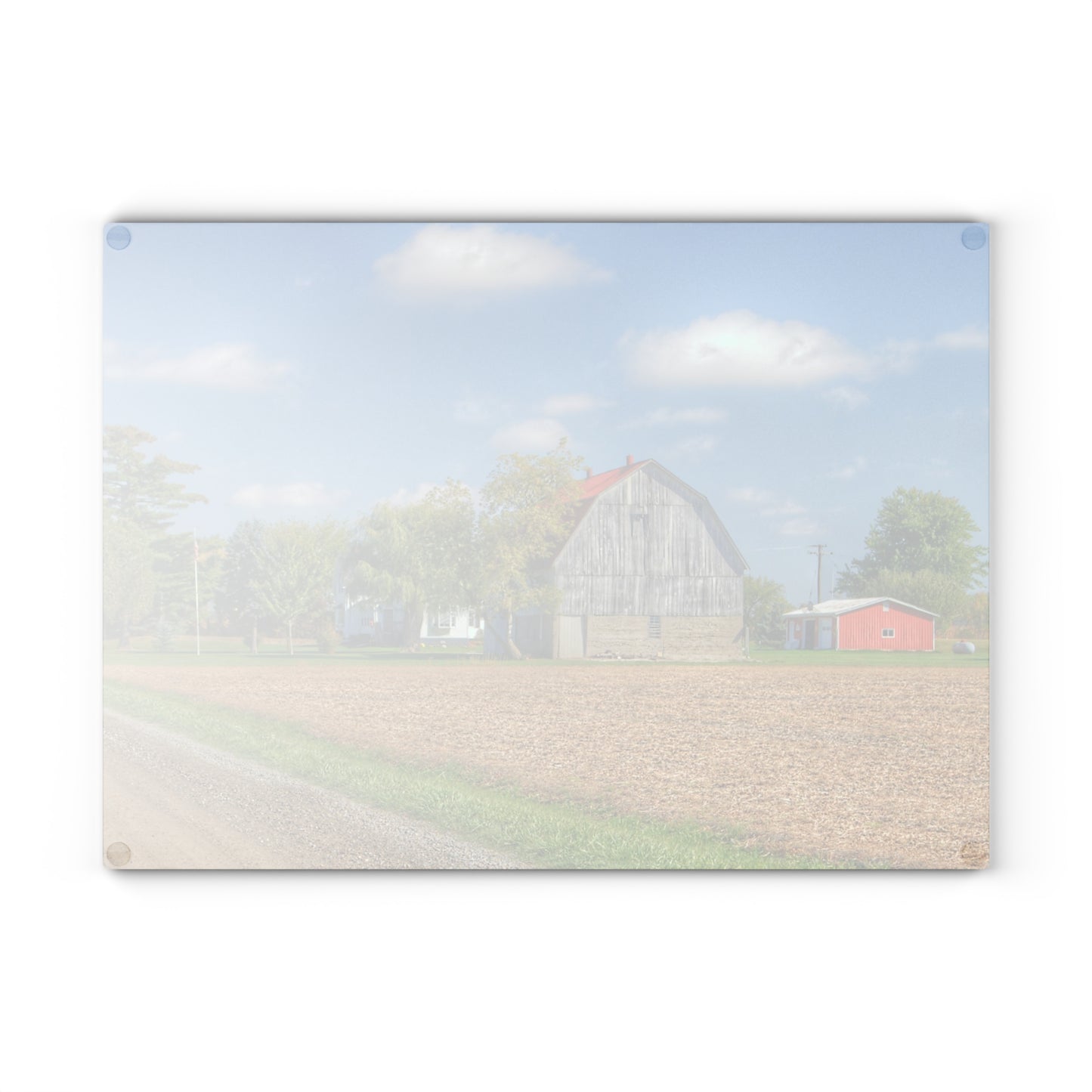 U R There Photography Sheridan Line Road Grey I Rustic Farmhouse Tempered-Glass Cutting Board