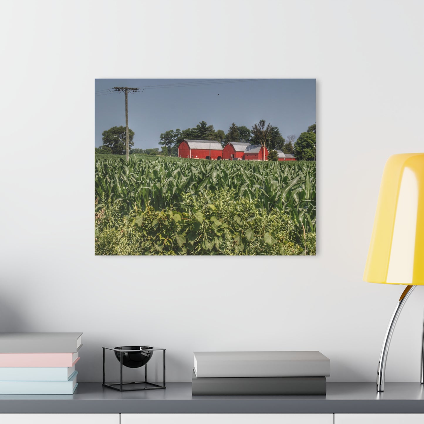 U R There Photography Shoemaker Road Reds Beyond the Corn Rustic Farmhouse Acrylic Wall Print