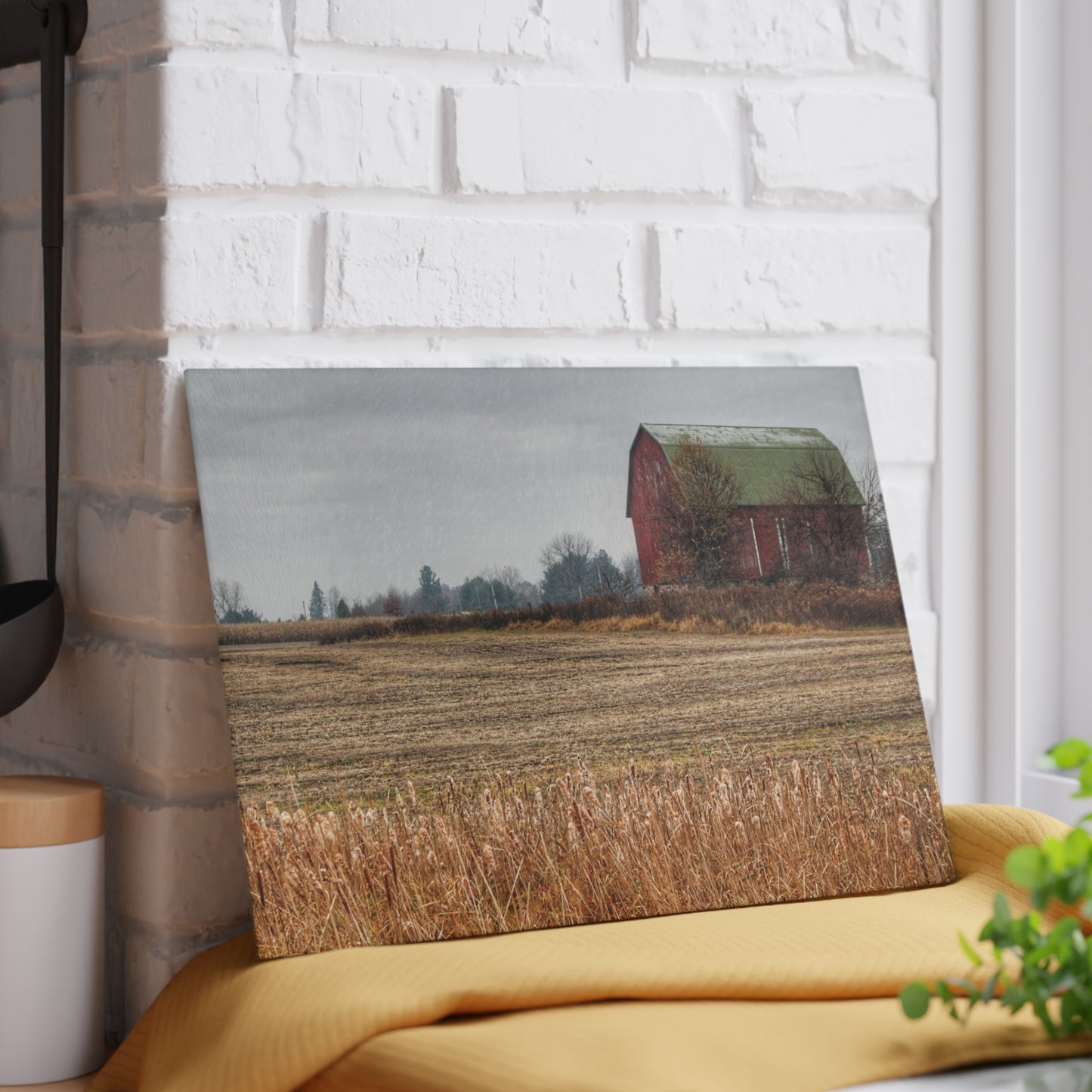 U R There Photography Bowers Road Red IV Rustic Farmhouse Tempered-Glass Cutting Board
