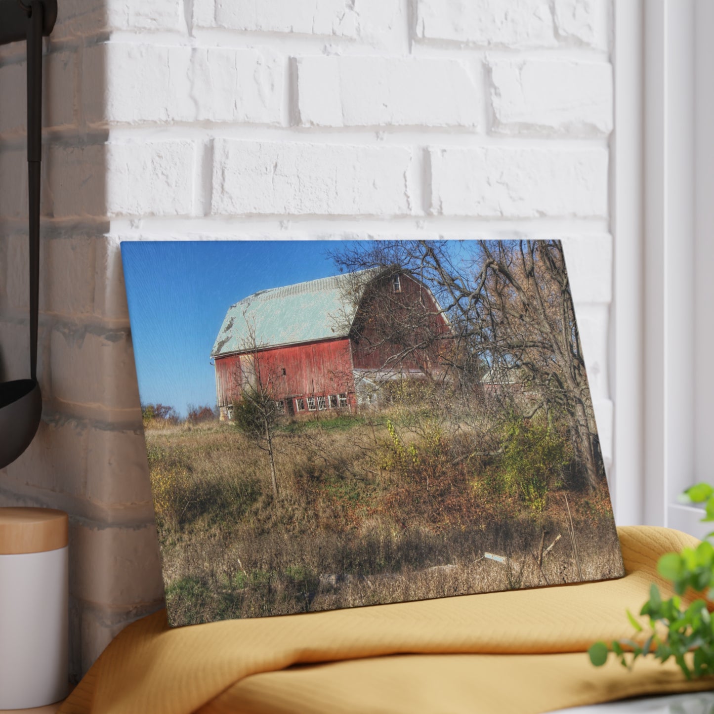 U R There Photography Hadley Red I Rustic Farmhouse Tempered-Glass Cutting Board