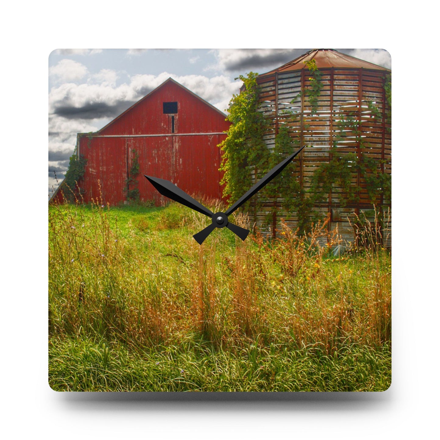U R There Photography Roadside Relics Rustic Farmhouse Acrylic Analog Wall Clock