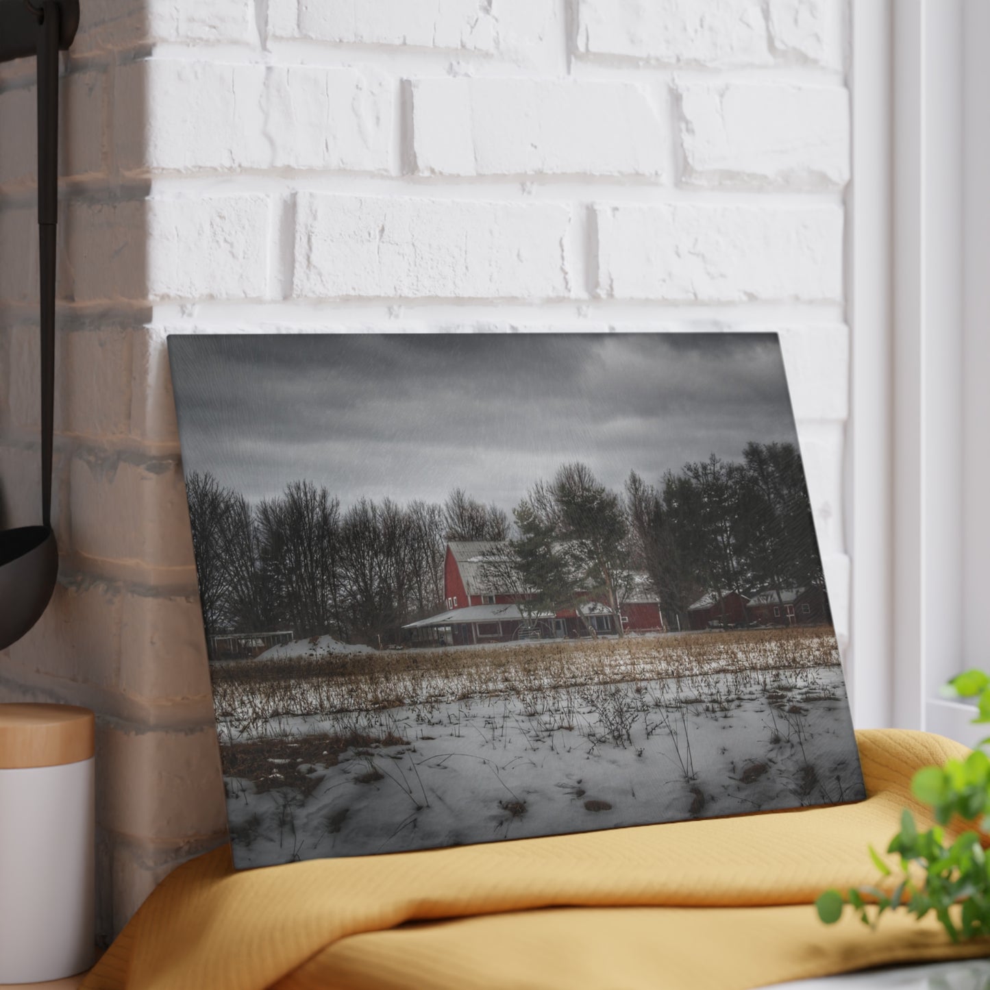 U R There Photography Across the Field in Thornville Rustic Farmhouse Tempered-Glass Cutting Board