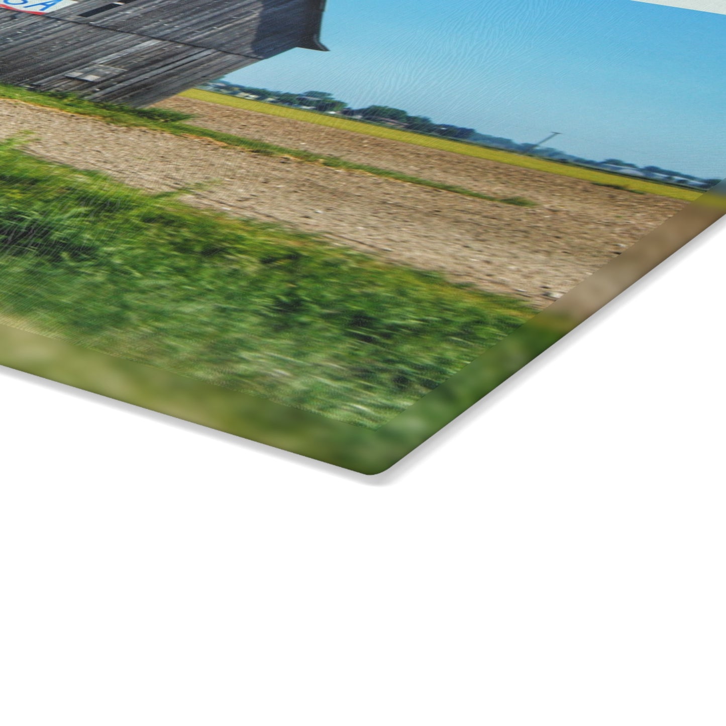 U R There Photography Unionville M-25 USA Grey Rustic Farmhouse Tempered-Glass Cutting Board