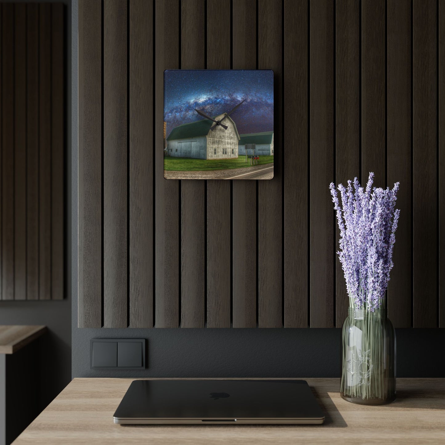 U R There Photography Under the Milky Way Rustic Farmhouse Acrylic Analog Wall Clock