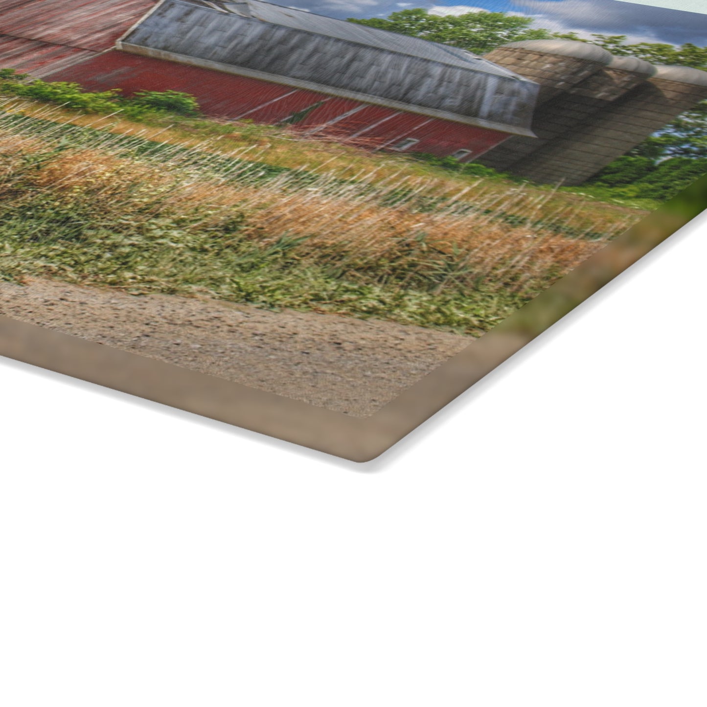 U R There Photography Shelby Red III Rustic Farmhouse Tempered-Glass Cutting Board