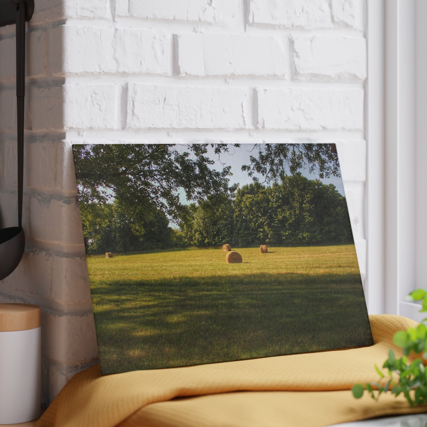 U R There Photography Summer Haybales I Rustic Farmhouse Tempered-Glass Cutting Board