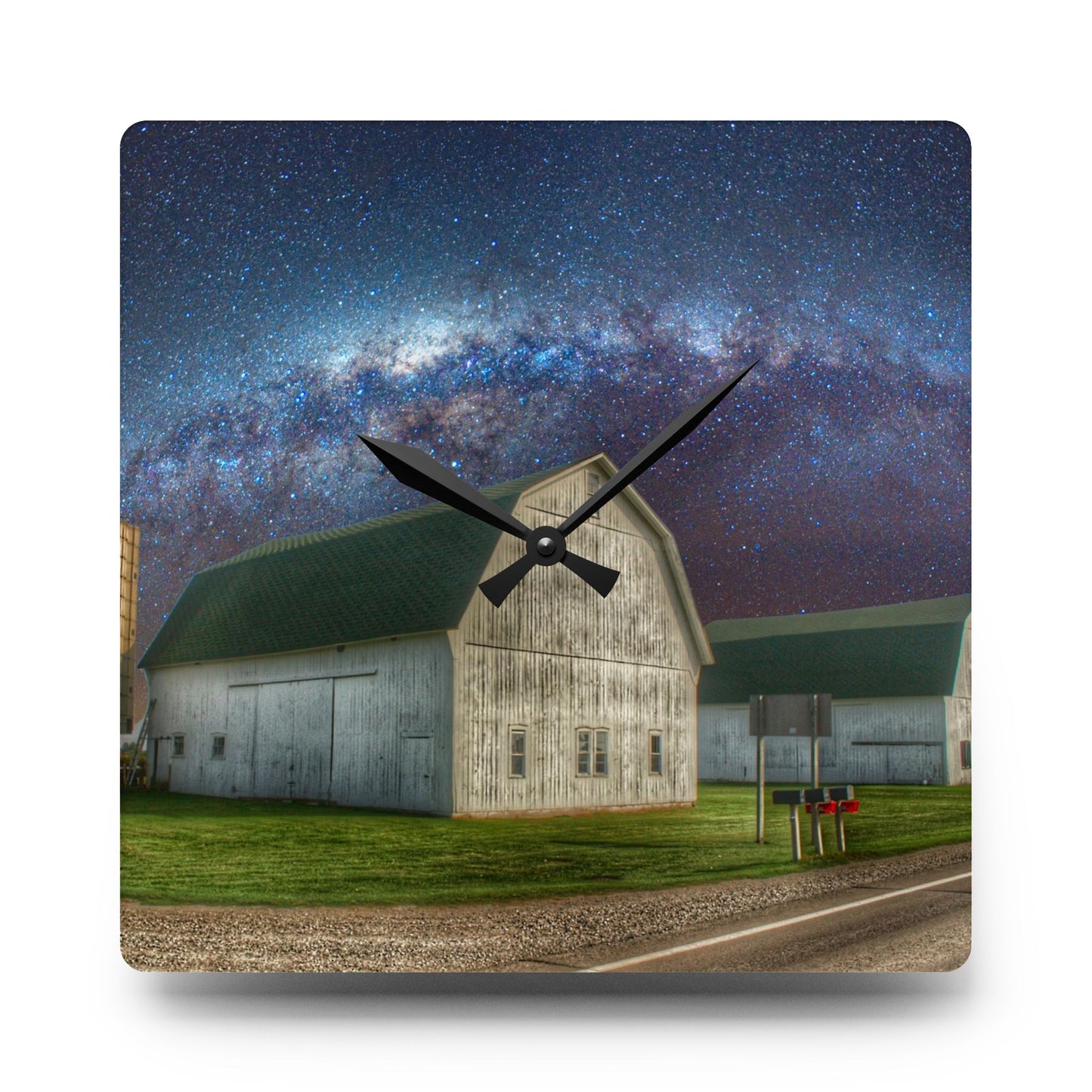 U R There Photography Under the Milky Way Rustic Farmhouse Acrylic Analog Wall Clock