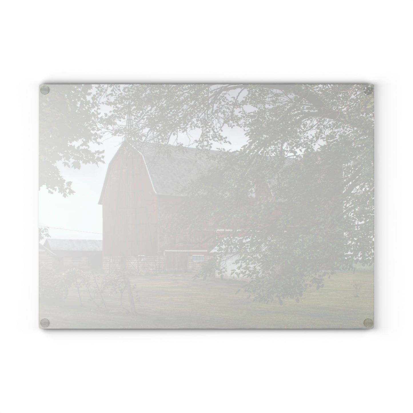 U R There Photography Weaver Road Red I Rustic Farmhouse Tempered-Glass Cutting Board