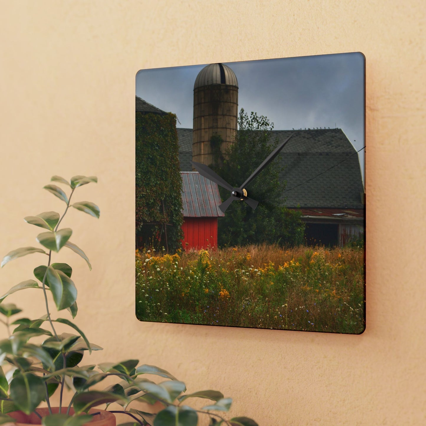 U R There Photography Silo of Otisville Rustic Farmhouse Acrylic Analog Wall Clock