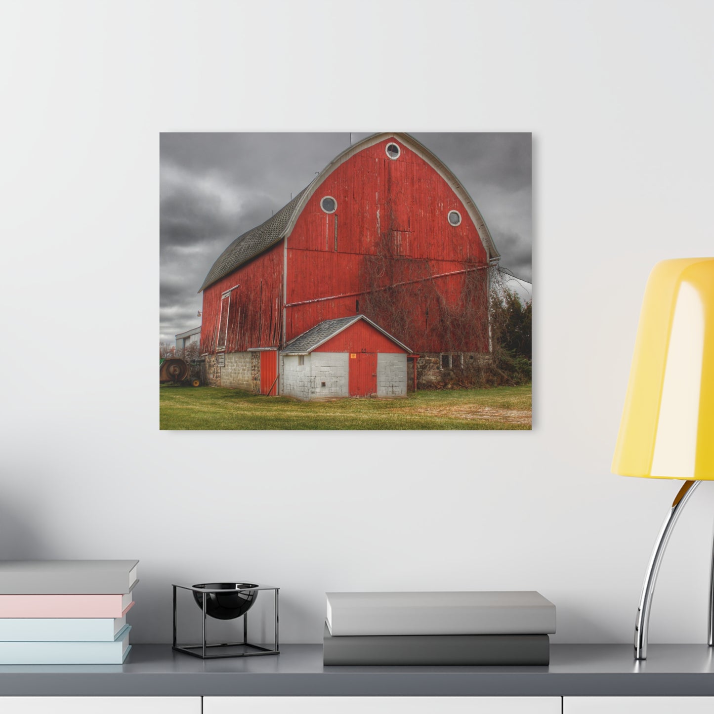 U R There Photography Slattery Road Fieldstone Red Rustic Farmhouse Acrylic Wall Print