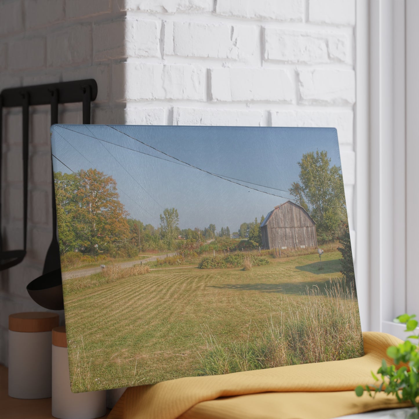 U R There Photography Snover Grey II Rustic Farmhouse Tempered-Glass Cutting Board
