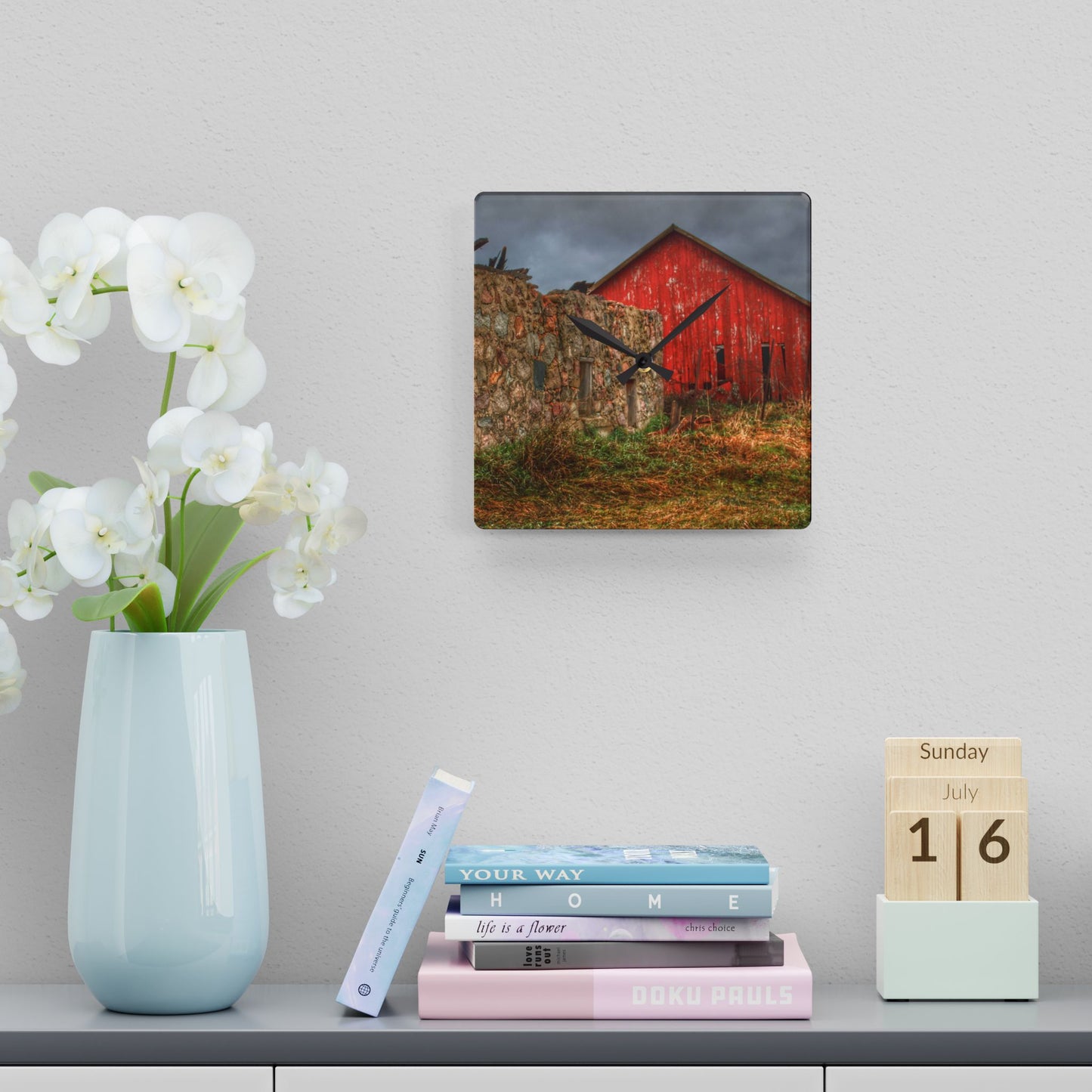 U R There Photography Stanley Road Ruins Rustic Farmhouse Acrylic Analog Wall Clock