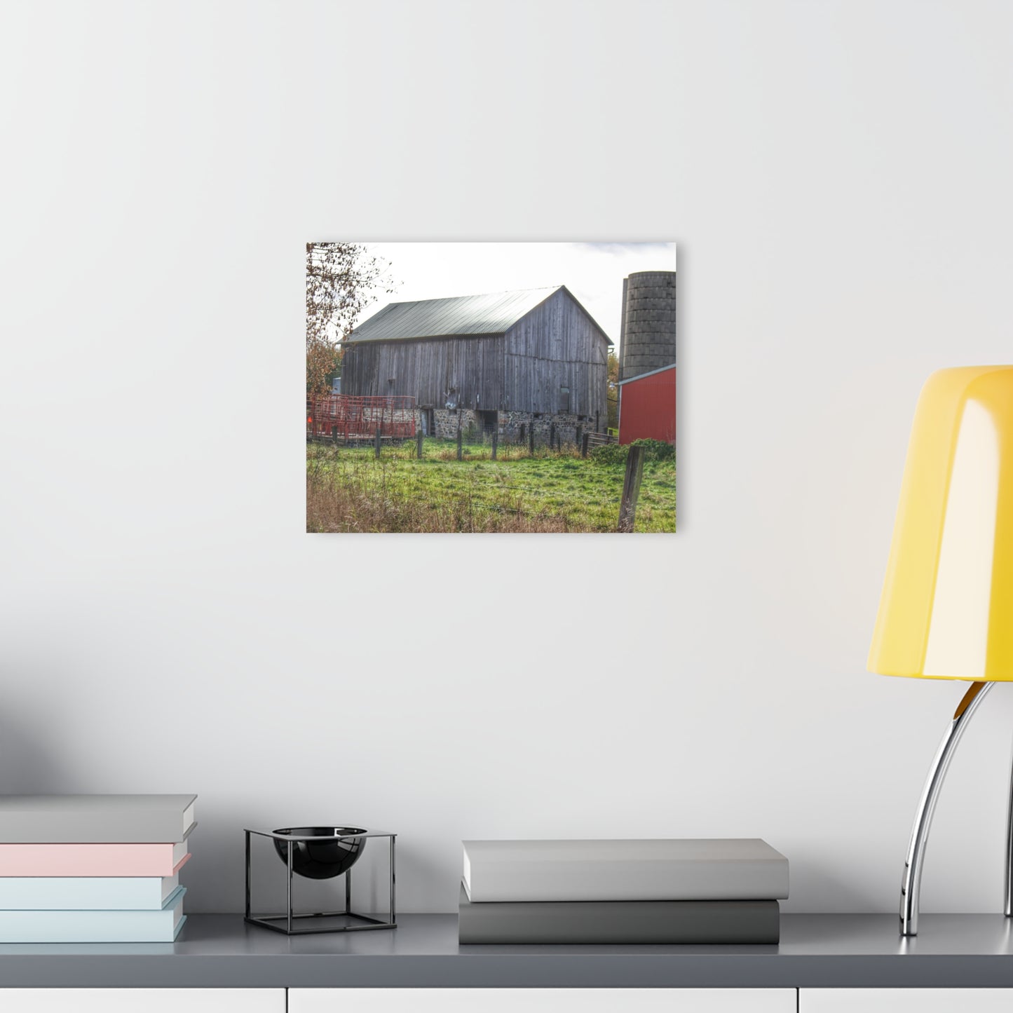 U R There Photography Slattery Road Fieldstone Grey Rustic Farmhouse Acrylic Wall Print
