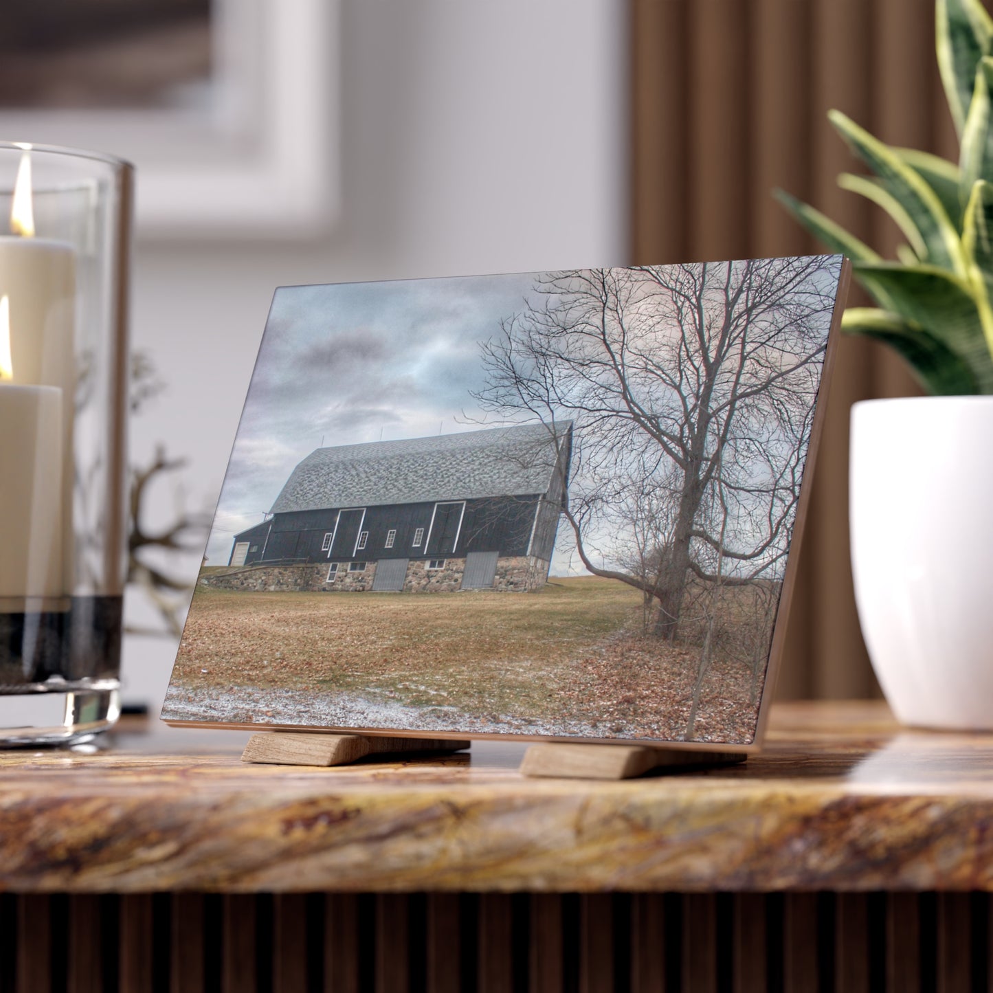 Attica Road Black Rustic Farmhouse Decorative Ceramic Tile 6" × 8" Matte