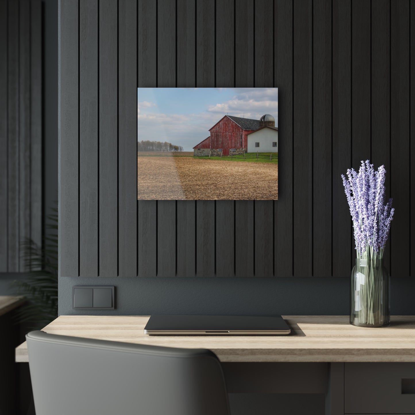 U R There Photography Cedar Creek Road Saltbox Red Rustic Farmhouse Acrylic Wall Print