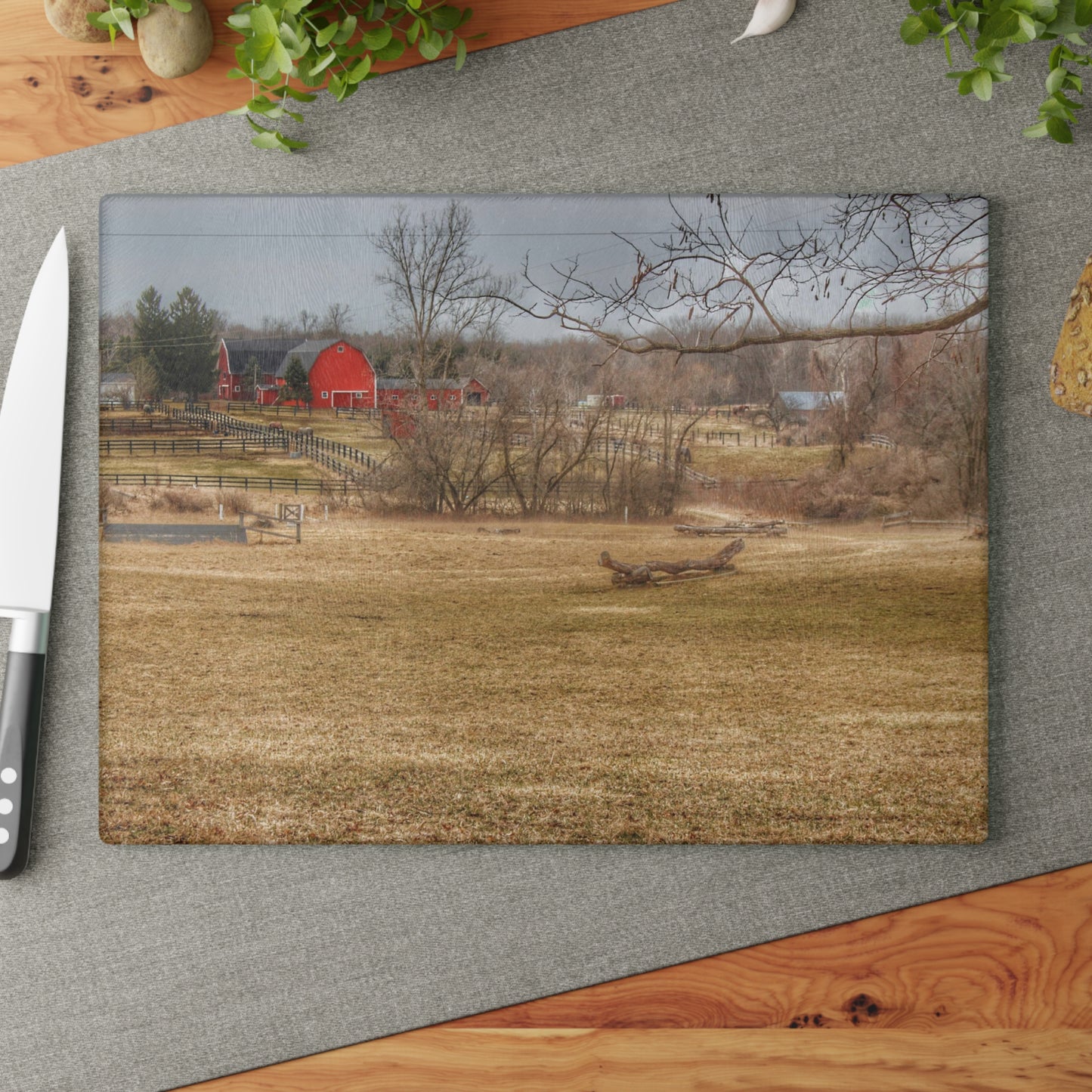 U R There Photography Beyond the Trees on Rock Valley Road Rustic Farmhouse Tempered-Glass Cutting Board