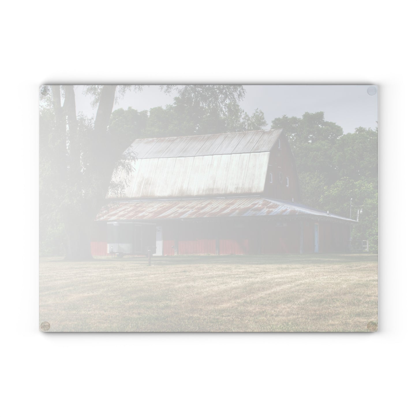 U R There Photography West Hurd Road Red Rustic Farmhouse Tempered-Glass Cutting Board