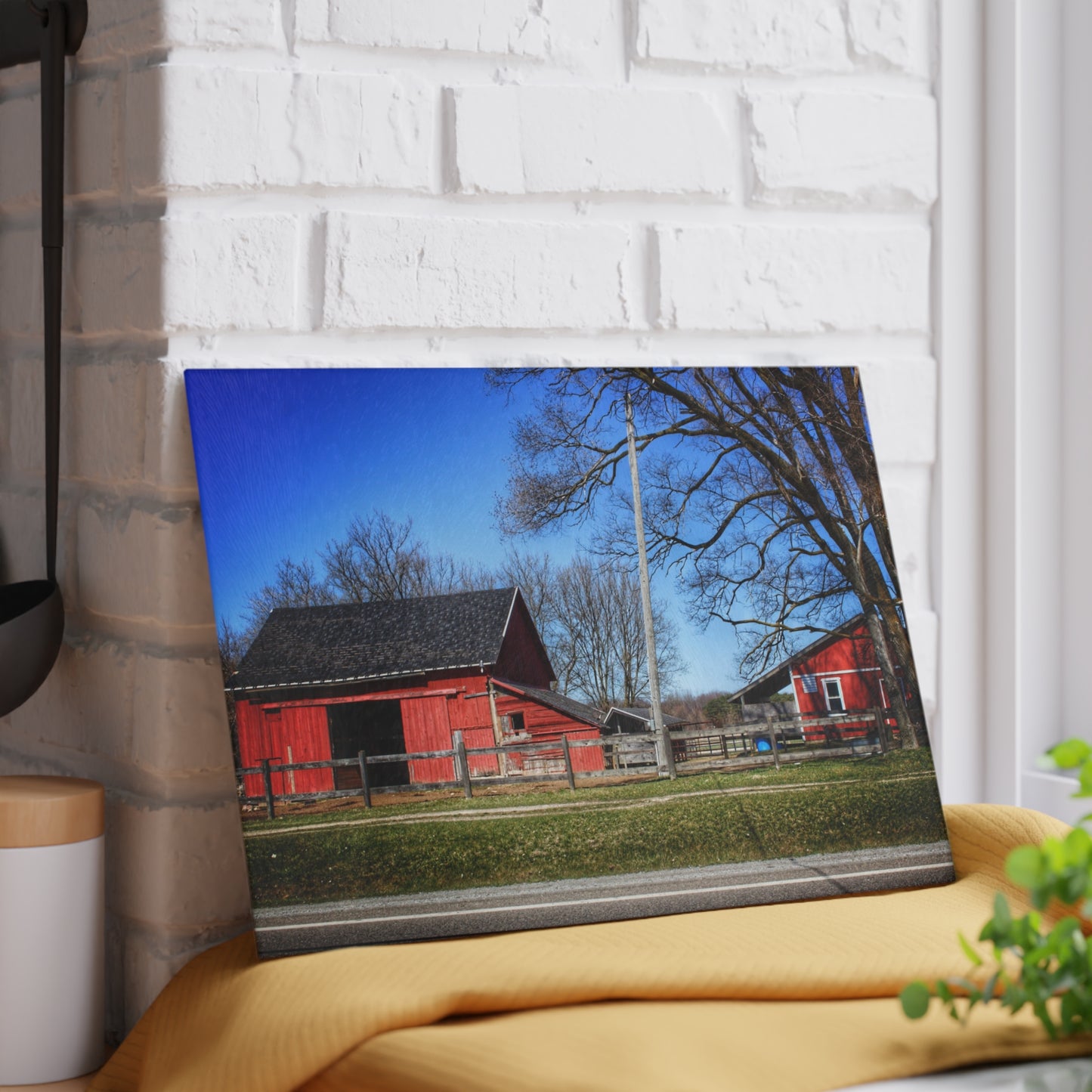 U R There Photography Imlay Reds Rustic Farmhouse Tempered-Glass Cutting Board