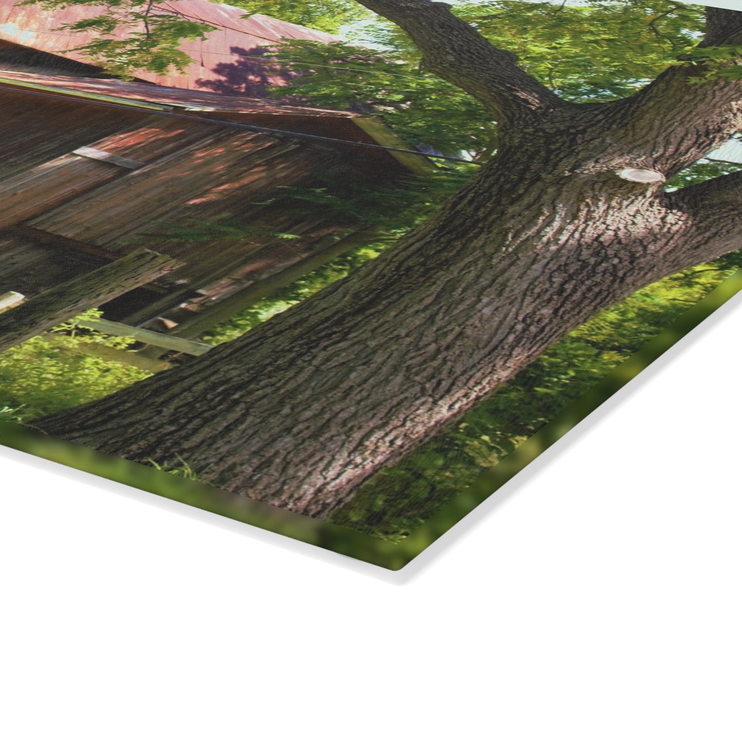 U R There Photography Oxford Rusted Red III Rustic Farmhouse Tempered-Glass Cutting Board 8"x 11"