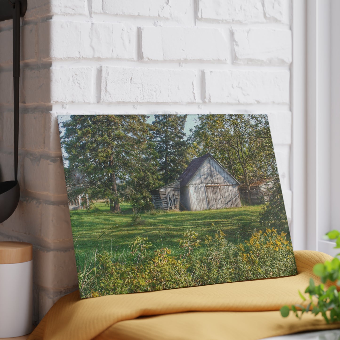 U R There Photography Bowers Road Little White Rustic Farmhouse Tempered-Glass Cutting Board
