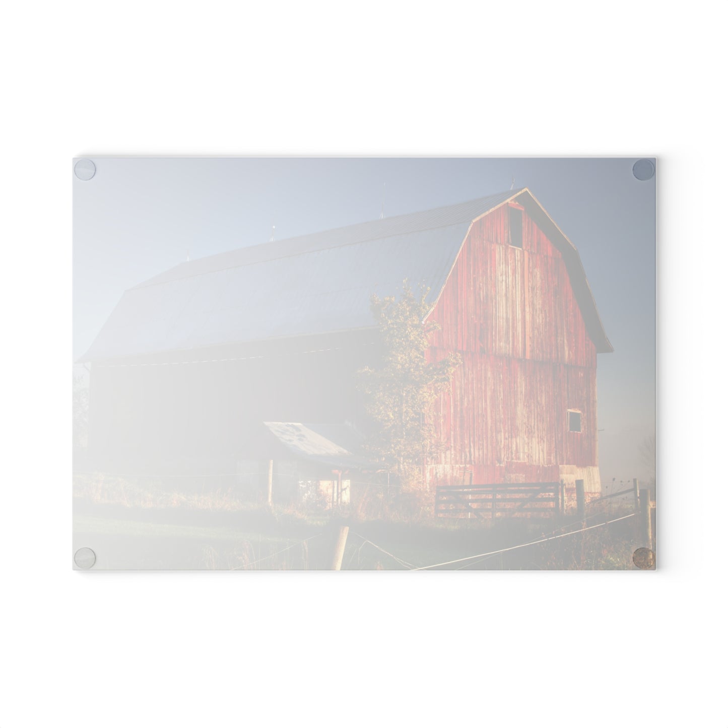 U R There Photography Columbiaville Red III Rustic Farmhouse Tempered-Glass Cutting Board
