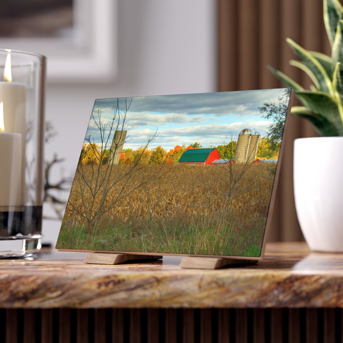 U R There Photography Beyond the Harvest Corn II Rustic Farmhouse Decorative Ceramic Tile