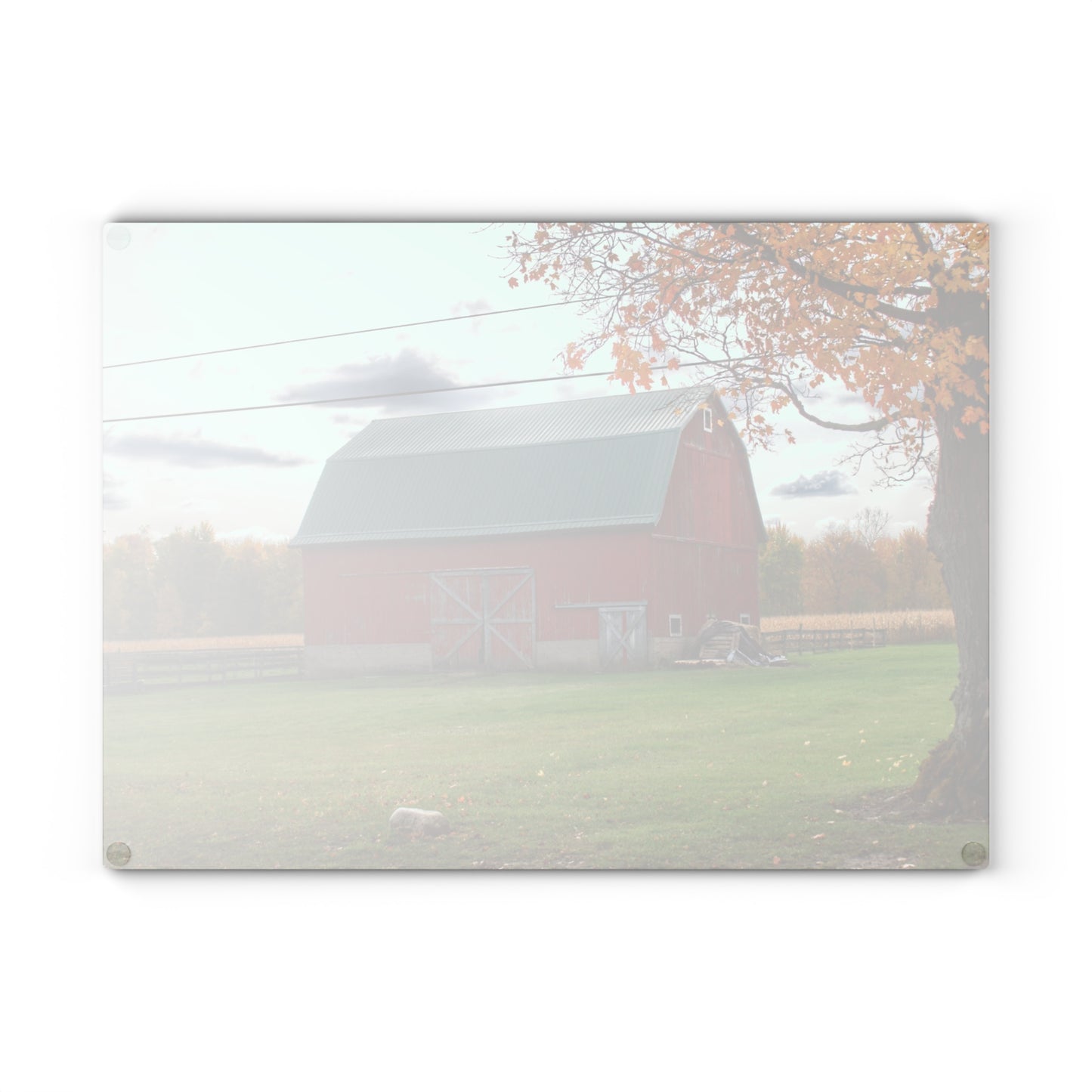 U R There Photography Bowers Roadside Red Rustic Farmhouse Tempered-Glass Cutting Board