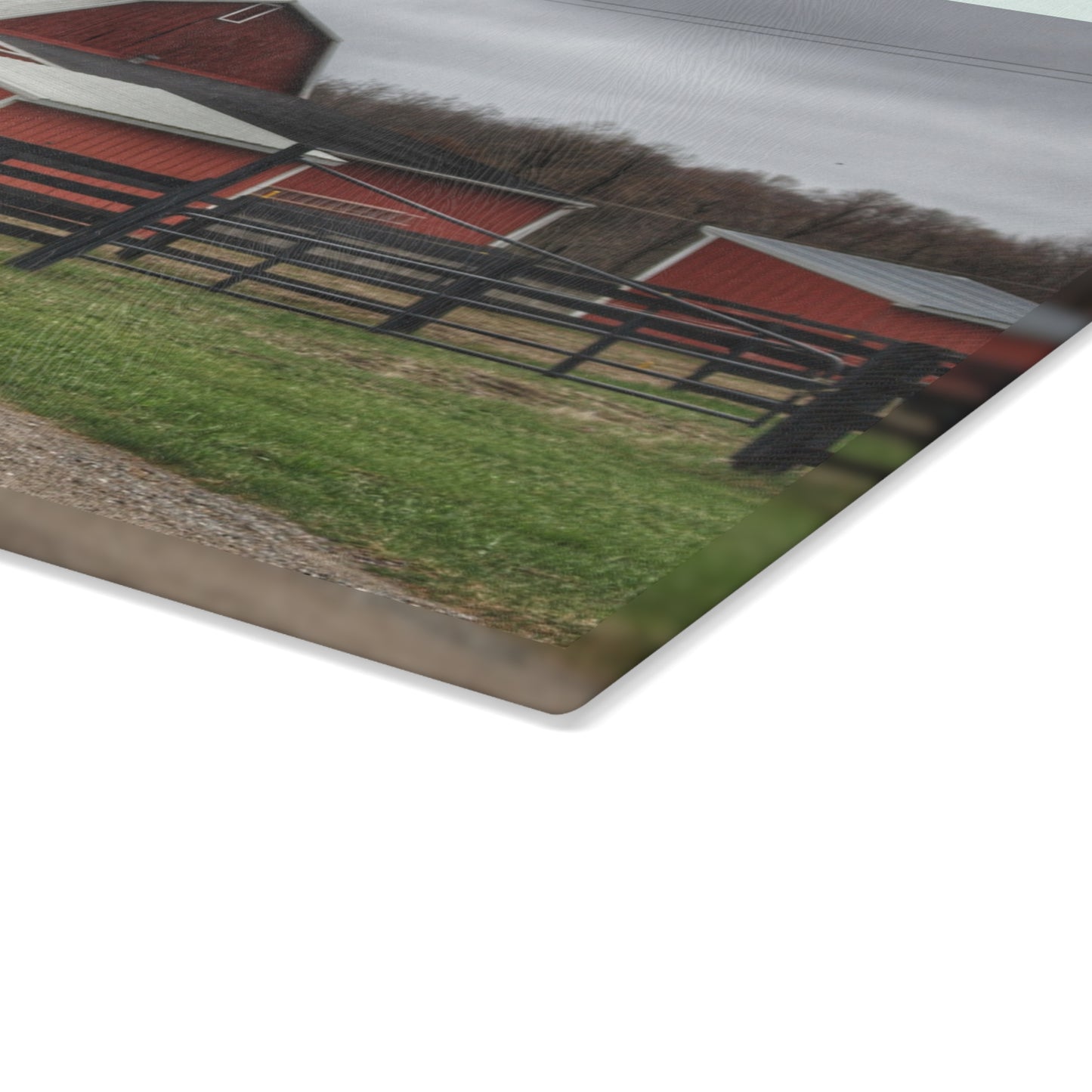 U R There Photography West Lake Road Happy Barn Rustic Farmhouse Tempered-Glass Cutting Board