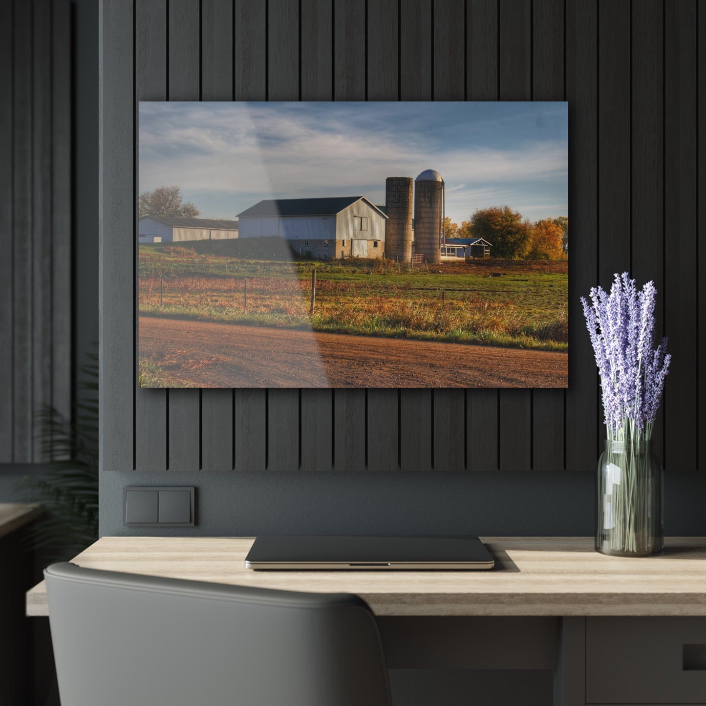 U R There Photography Cade Road White Rustic Farmhouse Acrylic Wall Print