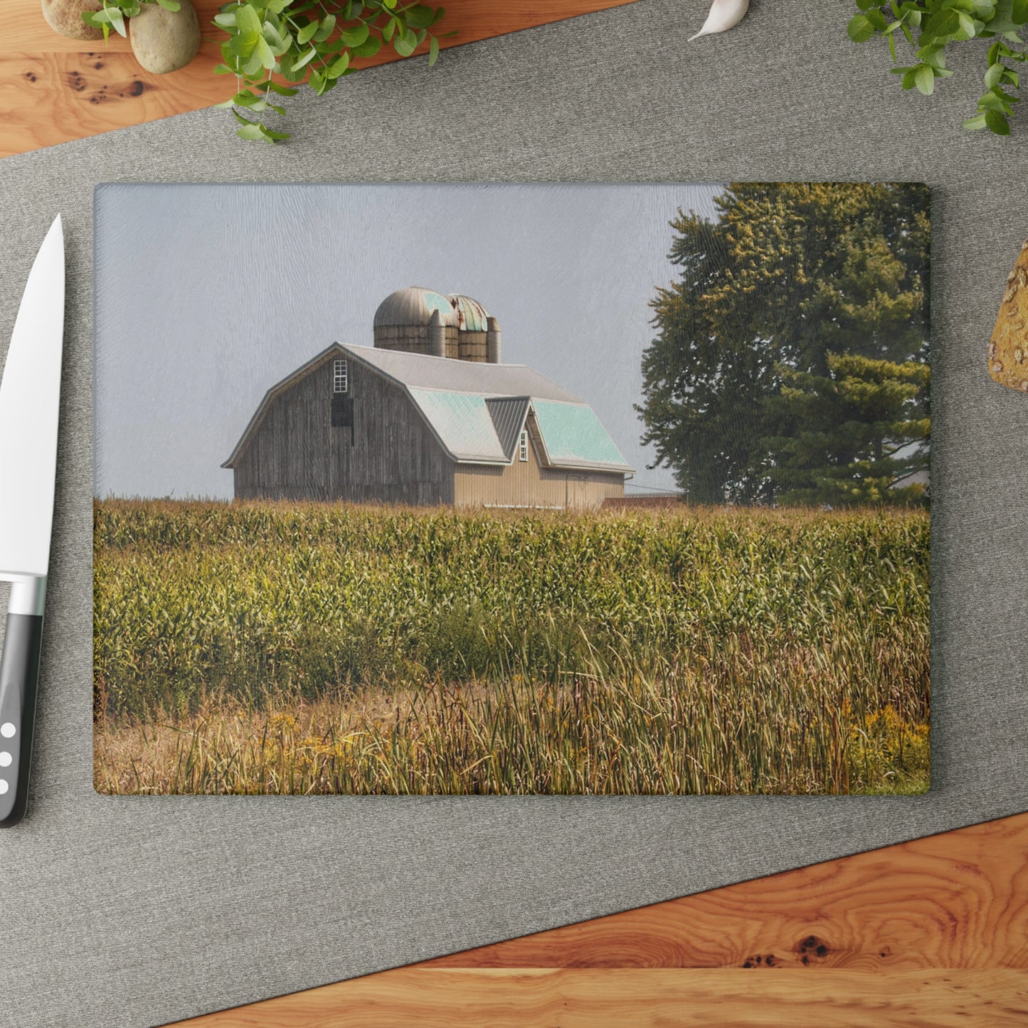 U R There Photography Beyond the September Corn on Swaffer Rustic Farmhouse Tempered-Glass Cutting Board