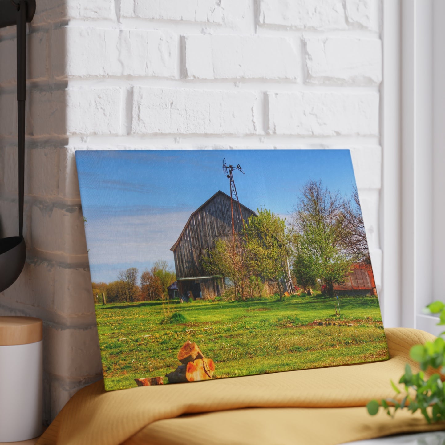 U R There Photography Sohn Road Greys Rustic Farmhouse Tempered-Glass Cutting Board